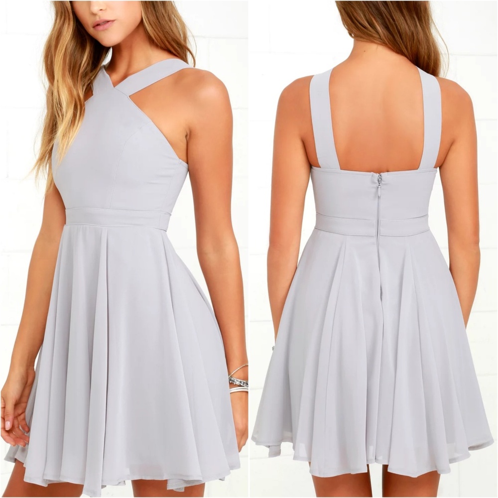🎀NWT🎀 Lulu's Forevermore Grey Skater Dress